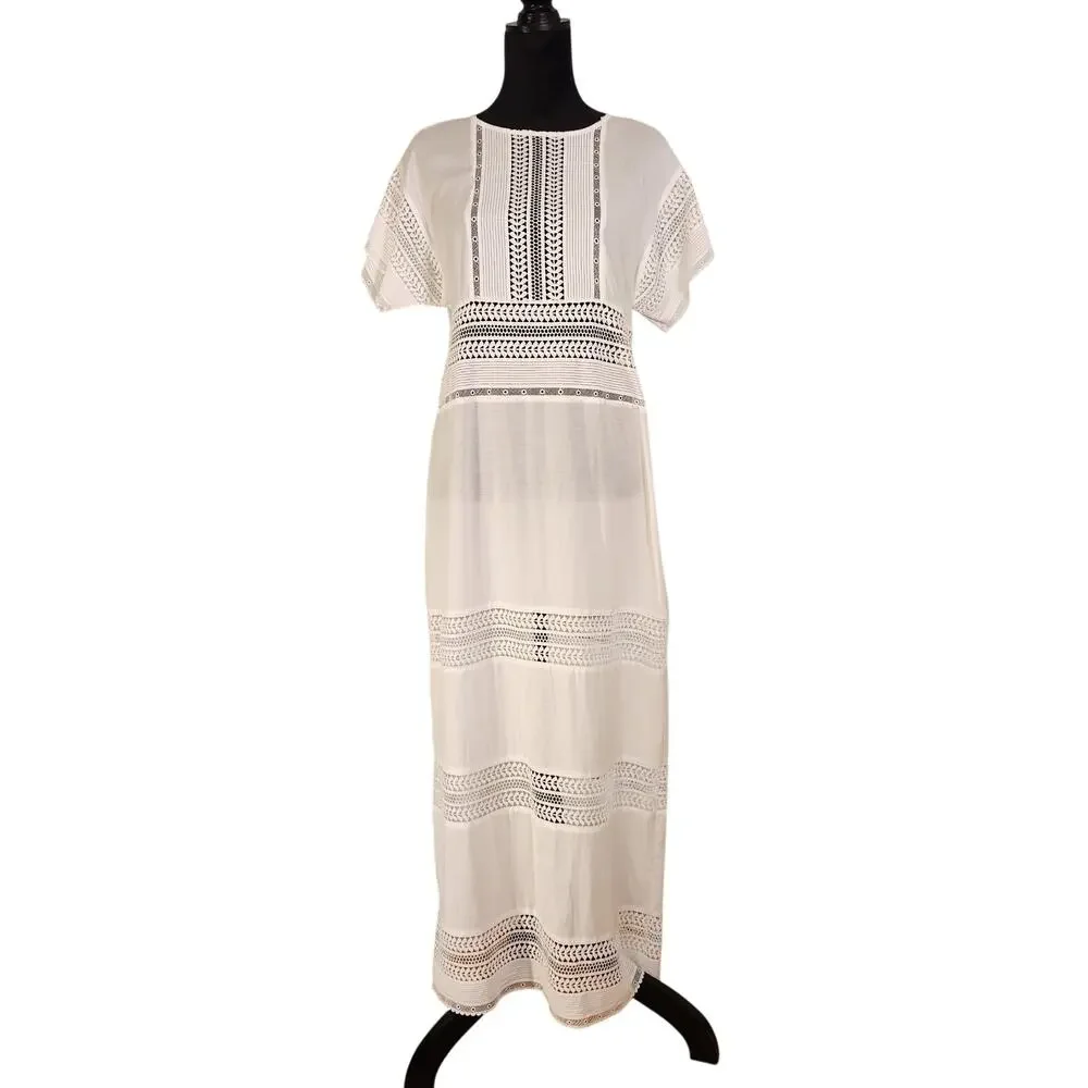 BANANA REPUBLIC NWT White Auriene Lace Maxi Dress, Size Medium - Picture 1 of 15